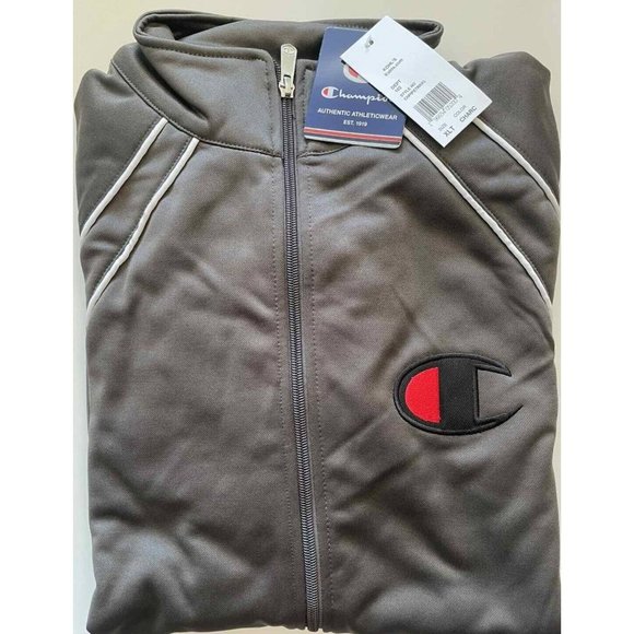 Champion Tricot Track Jacket Men’s XLT Tall Charcoal Poly Fleece Athletic New - Picture 10 of 12